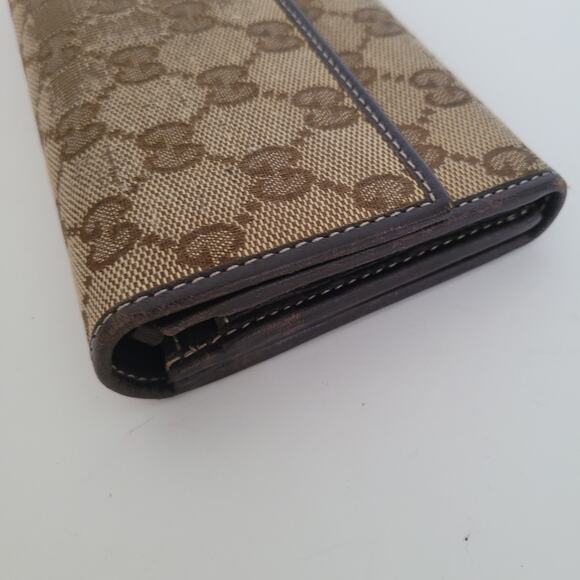 GUCCI Signature Envelope Wallet GG Canvas Lovely Heart Brown Tan Clutch Large - Picture 7 of 8